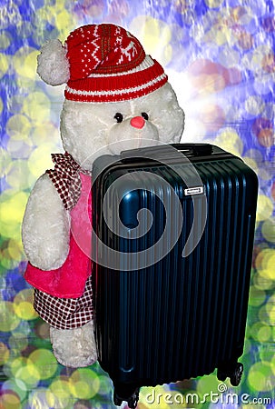 Toy for kids. the little bear is ready for a new journey Stock Photo