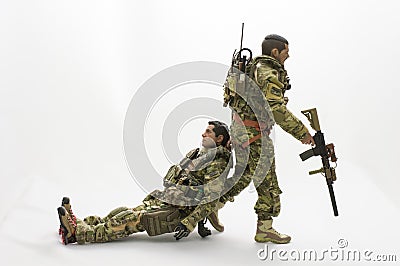 Toy man soldier action figure white background Stock Photo