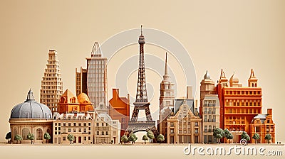 These toy models of buildings from around the world are shown. travel concept with landmarks Stock Photo