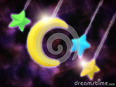 Toy moon and stars Cartoon Illustration