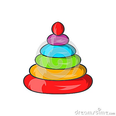 Toy pyramid icon, cartoon style Vector Illustration