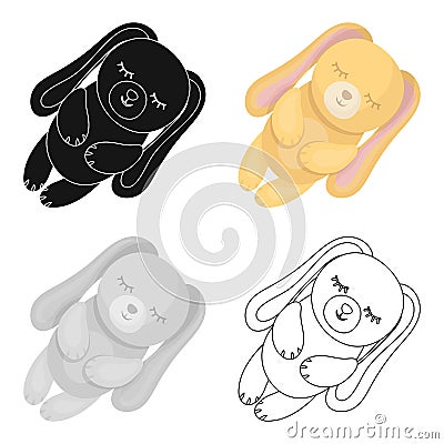 Toy rabbit icon in cartoon style isolated on white background. Sleep and rest symbol stock vector illustration. Vector Illustration