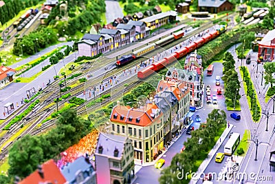 Toy railway layout Stock Photo