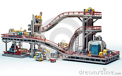 Toy Robot Factory with Conveyor Belts and Assembly -Generative Ai Stock Photo
