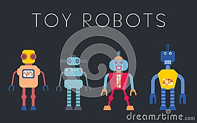 Toy robots set Vector Illustration