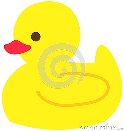 Rubber duck for baby bathing. Cute accessory for taking bath. Soft toy for playing with child Vector Illustration