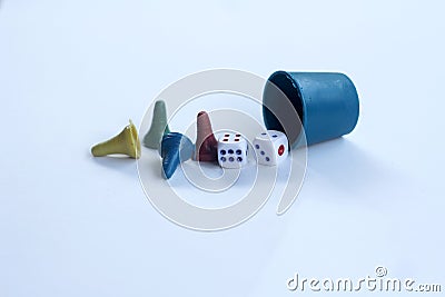 toy set for playing board game with white background Stock Photo