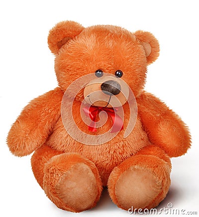 Toy soft teddy bear with bow Stock Photo