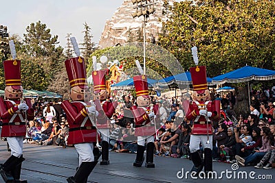 Toy soldiers from Babes in Toyland at Disneyland Christmas Fantasy parade Editorial Stock Photo