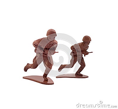 Toy soldiers running Stock Photo