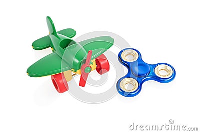 Toy spinner and child airplane Stock Photo