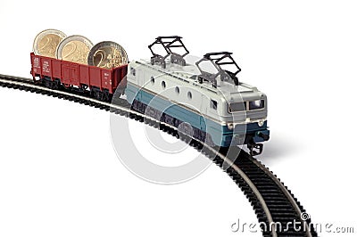 Toy train with euro Stock Photo