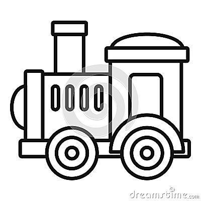 Toy train icon, outline style Vector Illustration