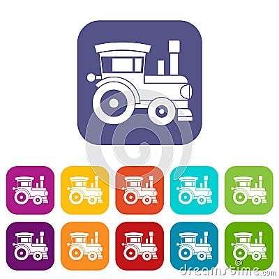 Toy train icons set Vector Illustration