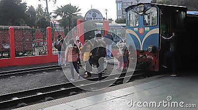 Toy train ride, UNESCO world heritage Darjeeling Himalayan Railway at Batasia Loop Editorial Stock Photo