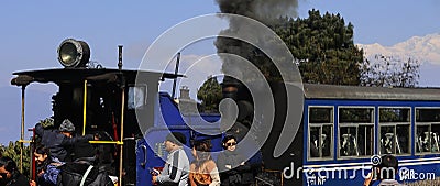 Toy train ride, UNESCO world heritage Darjeeling Himalayan Railway at Batasia Loop Editorial Stock Photo