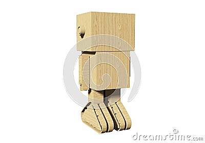 Toy wooden robot 3d rendering model Stock Photo