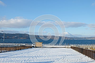 Toya Lake, Hokkaido Japan - November 17, 2019: Beautiful landscape in Lake Toya during winter season, Hokkaido, Japan Editorial Stock Photo