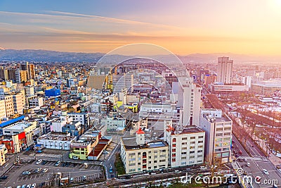 Toyama City, Japan City Skyline Stock Photo