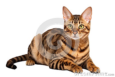 Toyger Cat On Isolated Transparent Background, Png. Generative AI Stock Photo