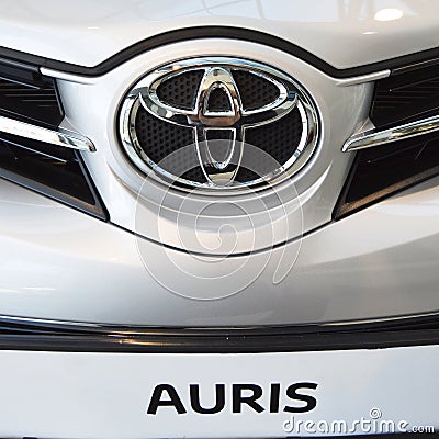 Toyota Auris logo, luxury car in Istanbul city, Turkey Editorial Stock Photo