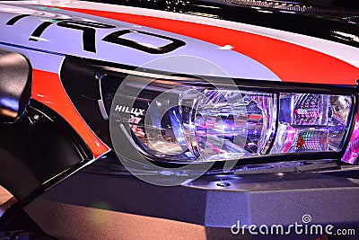 Toyota Hilux pick up head lights at Manila Auto Salon in Pasay, Philippines Editorial Stock Photo