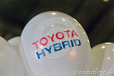 Toyota hybrid car booth on Kiev Plug-in Ukraine 2017 Exhibition. Editorial Stock Photo