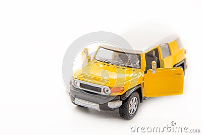 Toyota land cruiser toy car, doors open Stock Photo