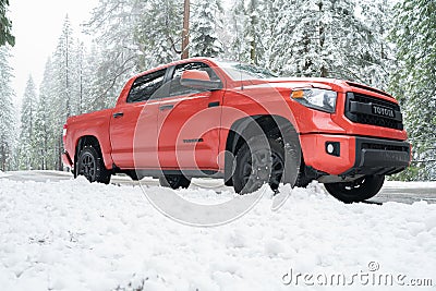 Toyota Tundra TRD PRO Yosemite Snow day Editorial Stock Photo