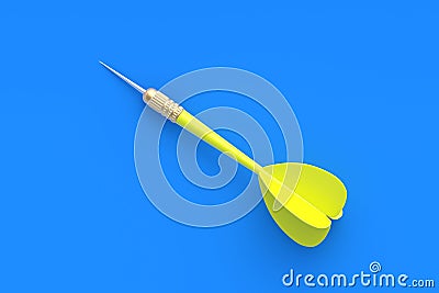 Toys for adults and children. Game for leisure. International tournament, competitions. Yellow dart on a blue background Stock Photo