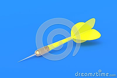 Toys for adults and children. Game for leisure. International tournament, competitions. Yellow dart on a blue background Stock Photo