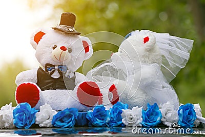 Toys are bears groom and bride. Stock Photo