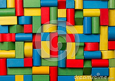 Toys blocks, multicolor wooden bricks, group colorful building Stock Photo