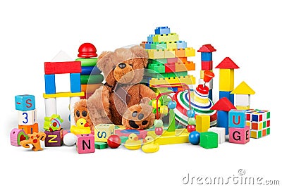 Toys collection isolated on white background Stock Photo