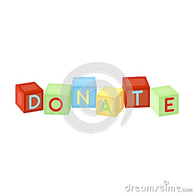 Toys donation icon in cartoon style isolated on white background. Vector Illustration