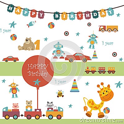 Toys icons on white background, Vector illustration Vector Illustration