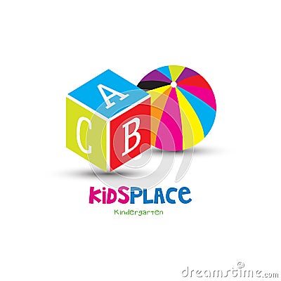 Toys for kids place logo Vector Illustration