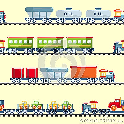 Toys railway seamless pattern Vector Illustration