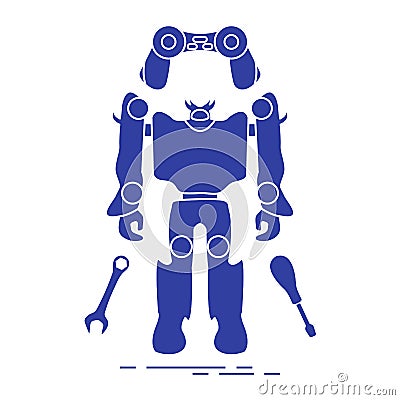 Toys: robot, console, spanner, screwdriver. Vector Illustration