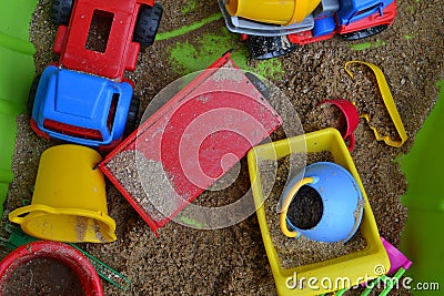 Toys in the sandbox Stock Photo