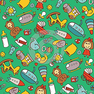 Toys seamless pattern. Vector Illustration