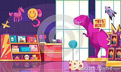 Toys Shop Inside Illustration Vector Illustration