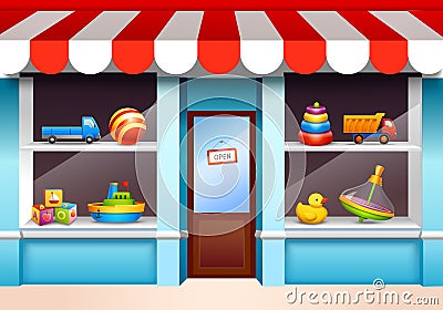 Toys shop window Vector Illustration