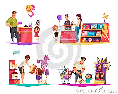 Toys Shop 2x2 Design Concept Vector Illustration