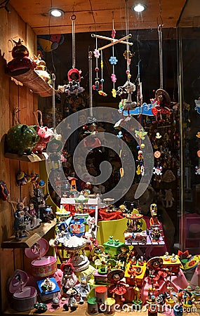 Toys showcase Stock Photo