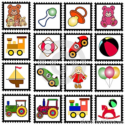 Toys stamps Stock Photo