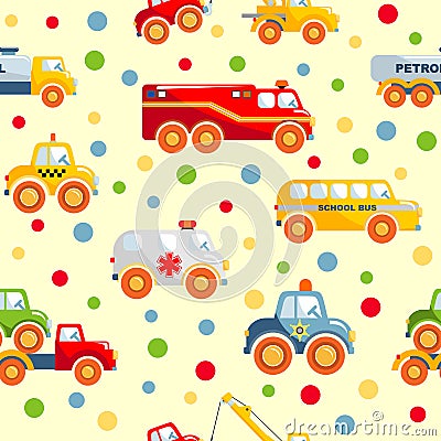 Toys transport seamless pattern Vector Illustration