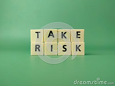 Toys word with the word TAKE RISK Stock Photo