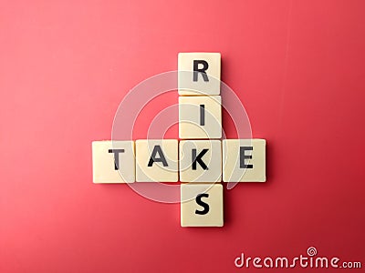oys word with the word TAKE RISK Stock Photo