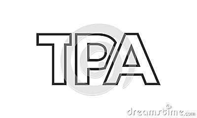 TPA logo design template with strong and modern bold text. Initial based vector logotype featuring simple and minimal typography. Vector Illustration